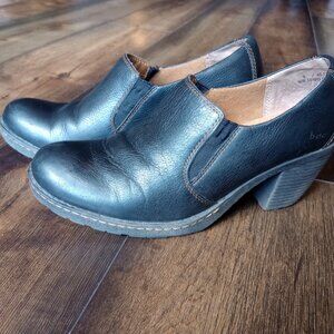 Born Concepts B.O.C Kimy Black Leather Bootie Size 9 C03603 Block Heel Slip On